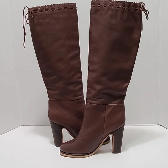 See by Chloe Genuine Brown Leather Heeled Boots Size 7/38 - Picture 5 of 16
